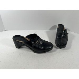 Clarks Artisan Clogs Womens Black Comfort Slides Comfort Buckle Detail Size  10